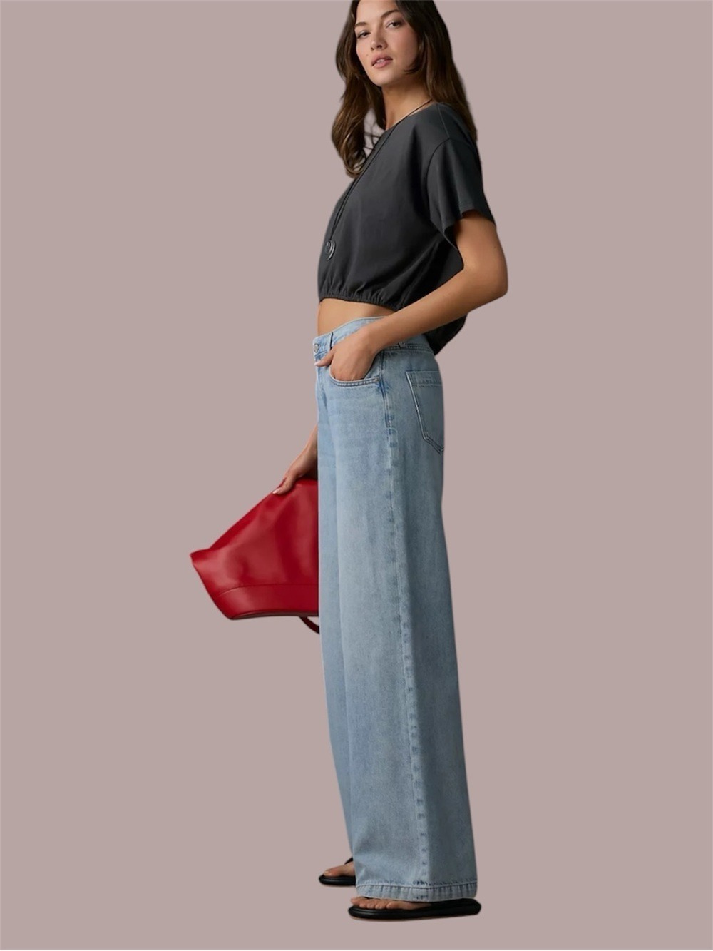 Pistola Wide Leg Jeans Jadyn Low Slung Palazzo- Major Baggy Medium wash Sz 32